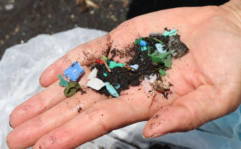 小さく砕かれた無数のマイクロプラスチック