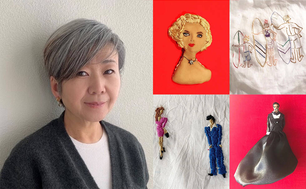 写真：手作り刺繍ブローチ