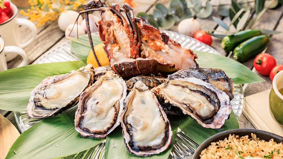 マリブファームBBQ_伊勢海老＆牡蠣